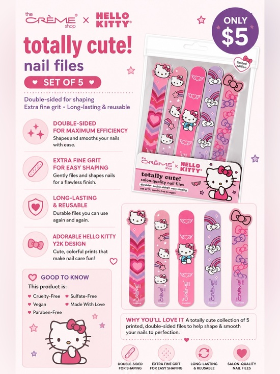 The Creme Shop Other - The Creme Shop x Hello Kitty Set of 5 Decorative Nail Files